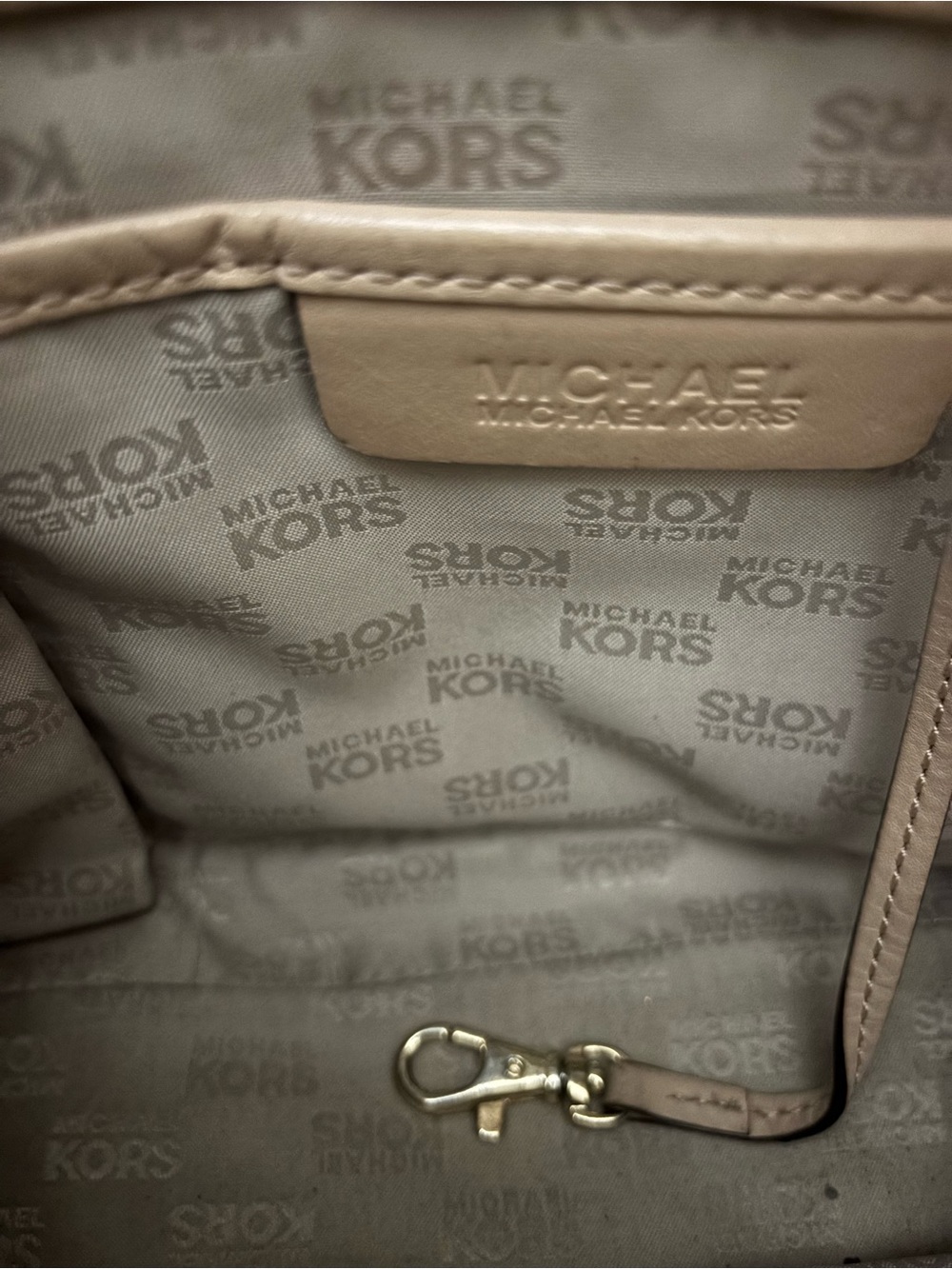 Michael Kors Neutral Logo Tote with Gold MK Charm - Picture 3 of 8